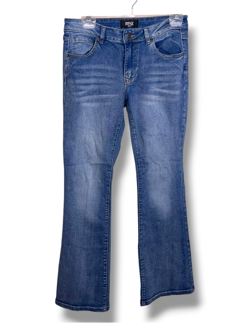 Size 9 Rise Supply Co Blue Denim Jeans Bootcut Style Cotton Blend